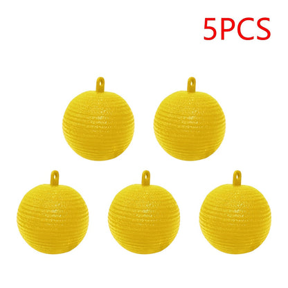 Five-Piece Yellow Hanging Adhesive Fly Ball Set with 3.15-Inch Diameter for Trees and Plant Areas