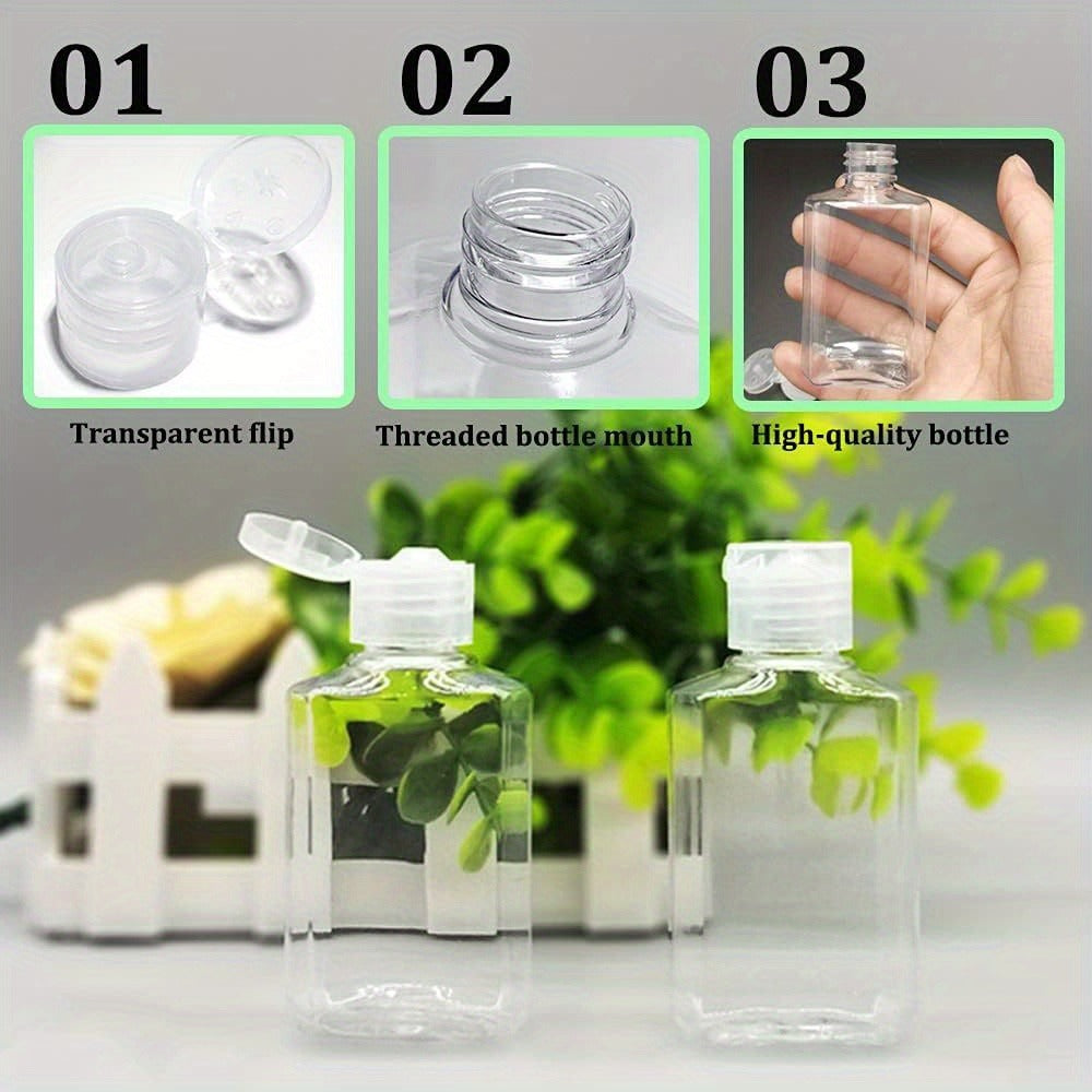 40-Pack 60 ml Clear Travel Bottles with Flip Caps for Shampoo, Conditioner, Soap and Lotion