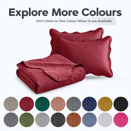 Quilted Bedspread Set 3 Piece – Soft Floral Coverlet with Pillow Shams, Lightweight Breathable Quilt for Bedroom & Guest Room, All Season Bed Cover