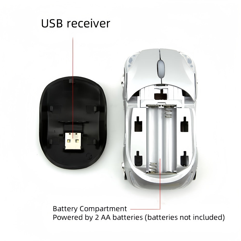 Red Car-Shaped Wired USB Optical Mouse with Random-Color Mouse Pad Two-Piece Desktop Bundle