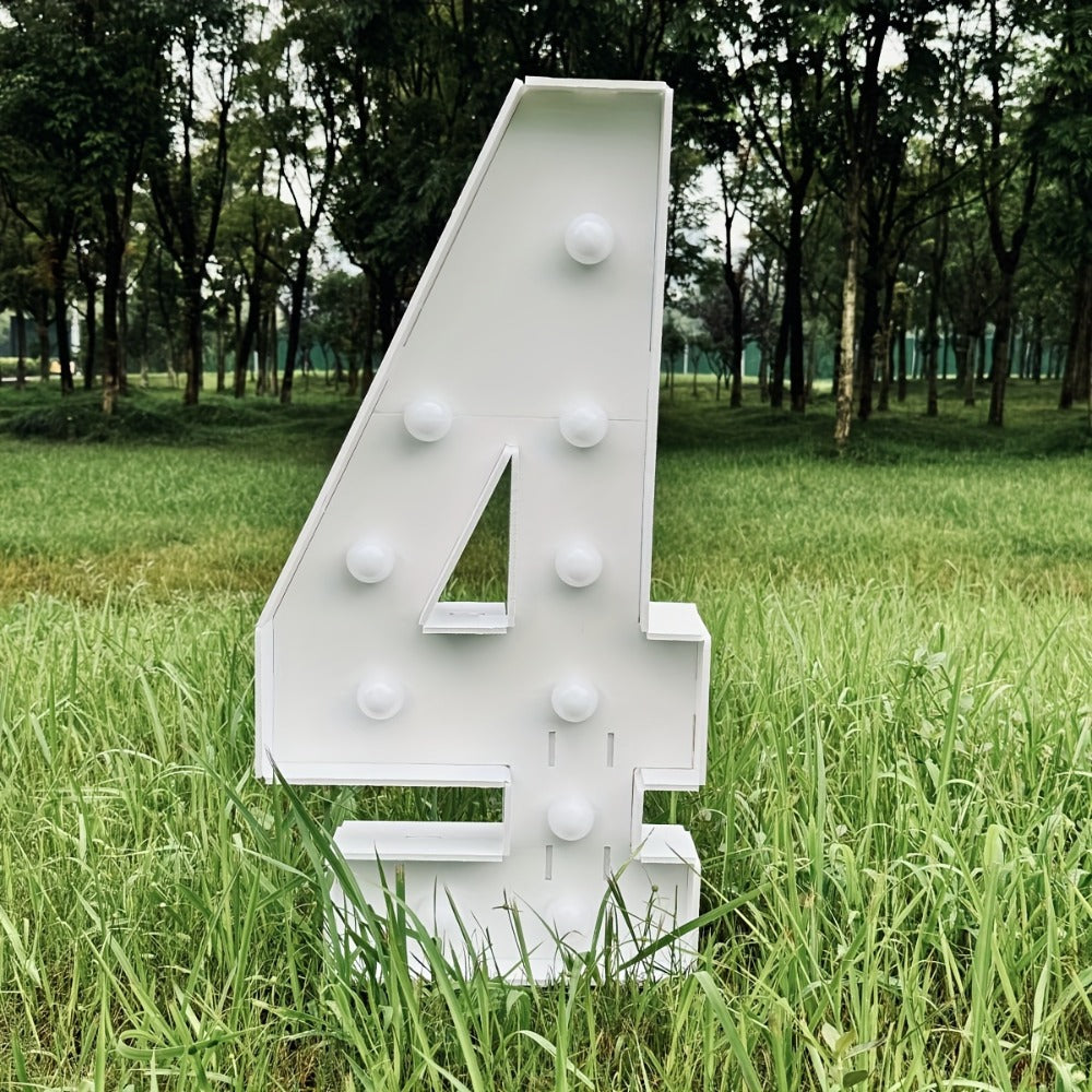 Party Decorations Three-Foot Freestanding Number Sign with Warm White LED Lights and Digits 0–9