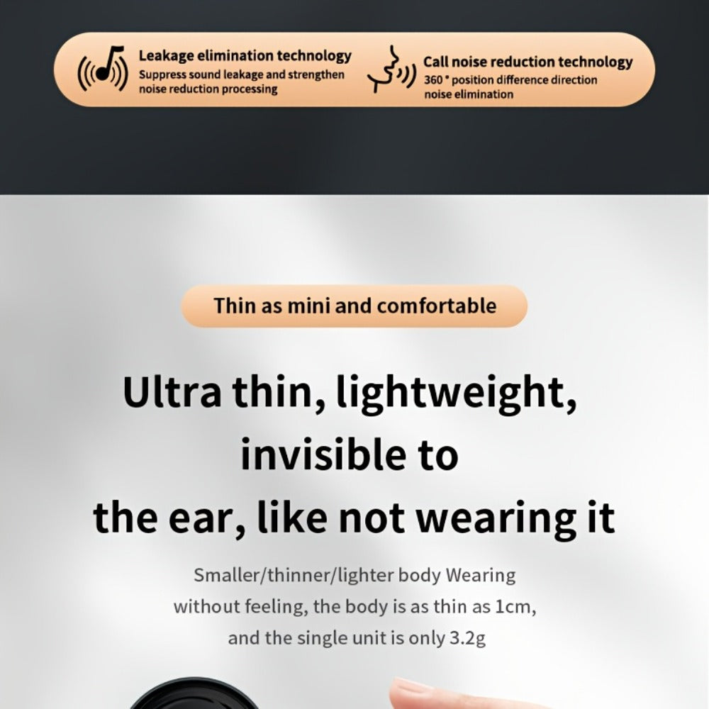 Invisible Sleep Earbuds TWS Hi-Fi Stereo Wireless Bluetooth Digital Screen Ultra-Long Battery 3 Colors for Android Apple Samsung All Smartphones Cycling Running Sports