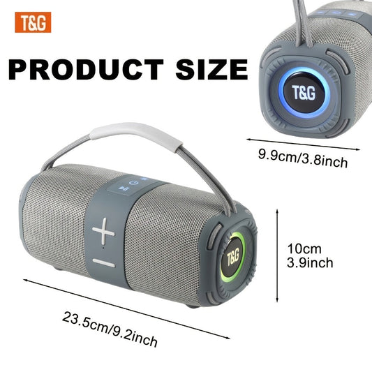 TG668 IPX4 Waterproof Portable Bluetooth Speaker with Color LED Breathing Light – High Power Outdoor Wireless Speaker, TWS Stereo, FM Radio, USB/TF, AUX, Connects Phone Tablet TV, Holiday Gift