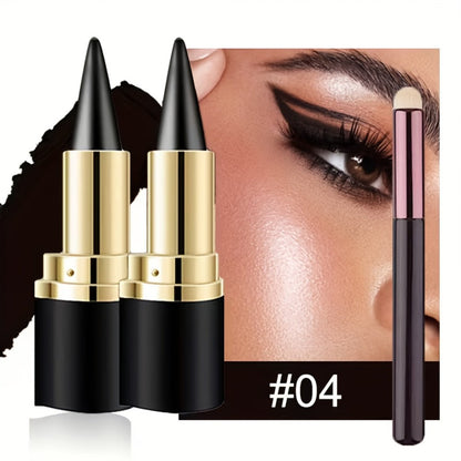 Waterproof Gel Eyeliner Stick 2 or 4PCS 24-Hour Long-Lasting Matte Fast-Drying Non-Smudge Eye and Lip Liner with Brush - Black Brown Everyday Party Makeup Women