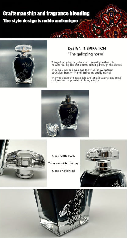 AL FARIS Black Mustang Men Cologne Eau de Parfum 3.38 oz 100ml Dubai Arabian Oriental Fragrance Long Lasting Woody Oud Musk Spray