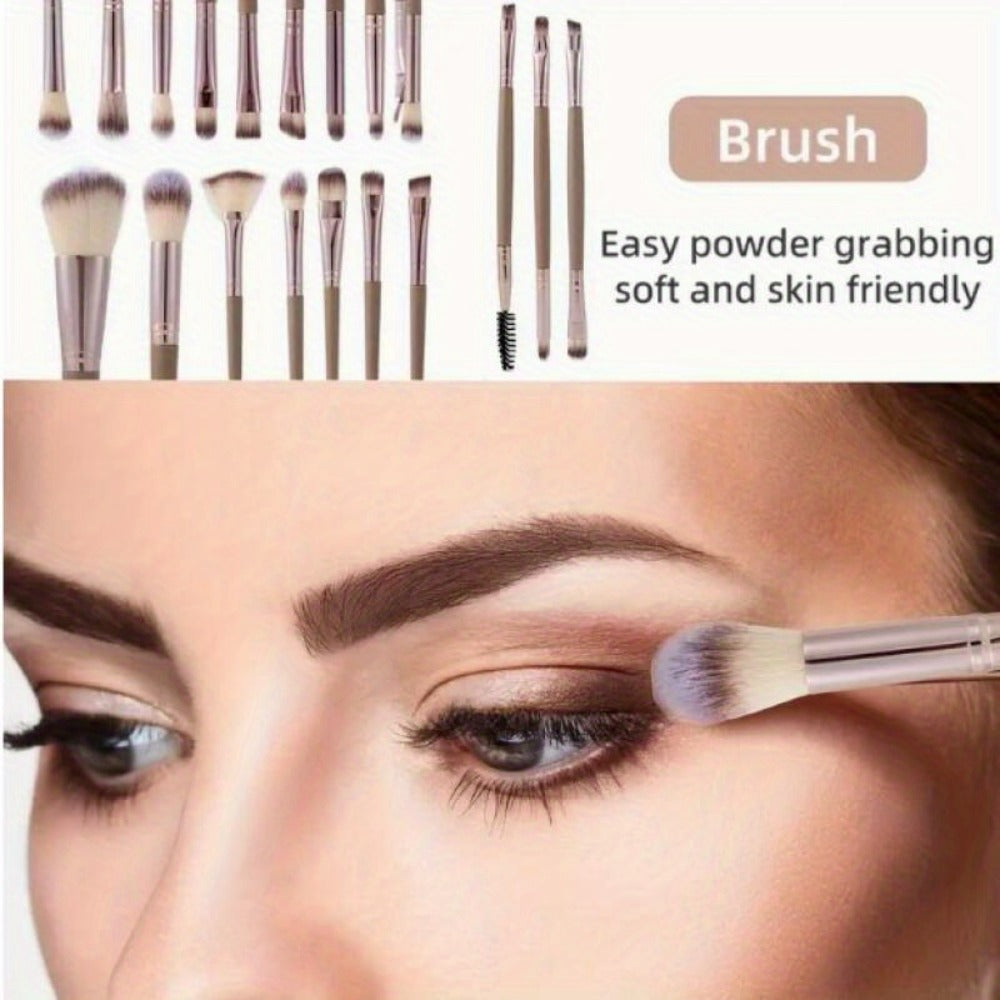 Makeup Brush Set, 56-Piece Polyester Bristle Collection with Wood Handles in Beige, Pink or Brown Color Options
