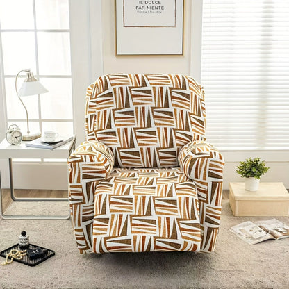 Recliner Slipcover Set, Four-Piece Polyester-Spandex Cover with Side Pocket in Ten Printed Options
