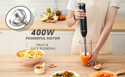 Corded Immersion Blender with Stainless-Steel-Look Blending Head, Two Controls and 38cm Height