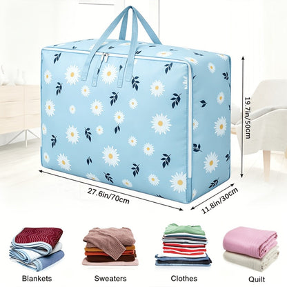 Six-Piece Under-Bed Storage Bag Set with Daisy Print, Dual Handles and 27.56 x 11.81 x 15.75-Inch Size