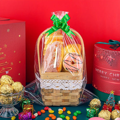 Fifty-Pack Clear Cellophane Gift Basket Bags, 18 x 30 Inch Large Transparent Wrapping Sleeves
