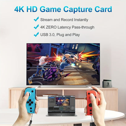 HDMI Capture Card with Microphone & 4K Loop-Out for Streaming – 1080P 60fps USB Video Recorder for Gaming, Live Streaming, Video Conference, Works with Nintendo Switch, PS4, OBS, Camera, PC