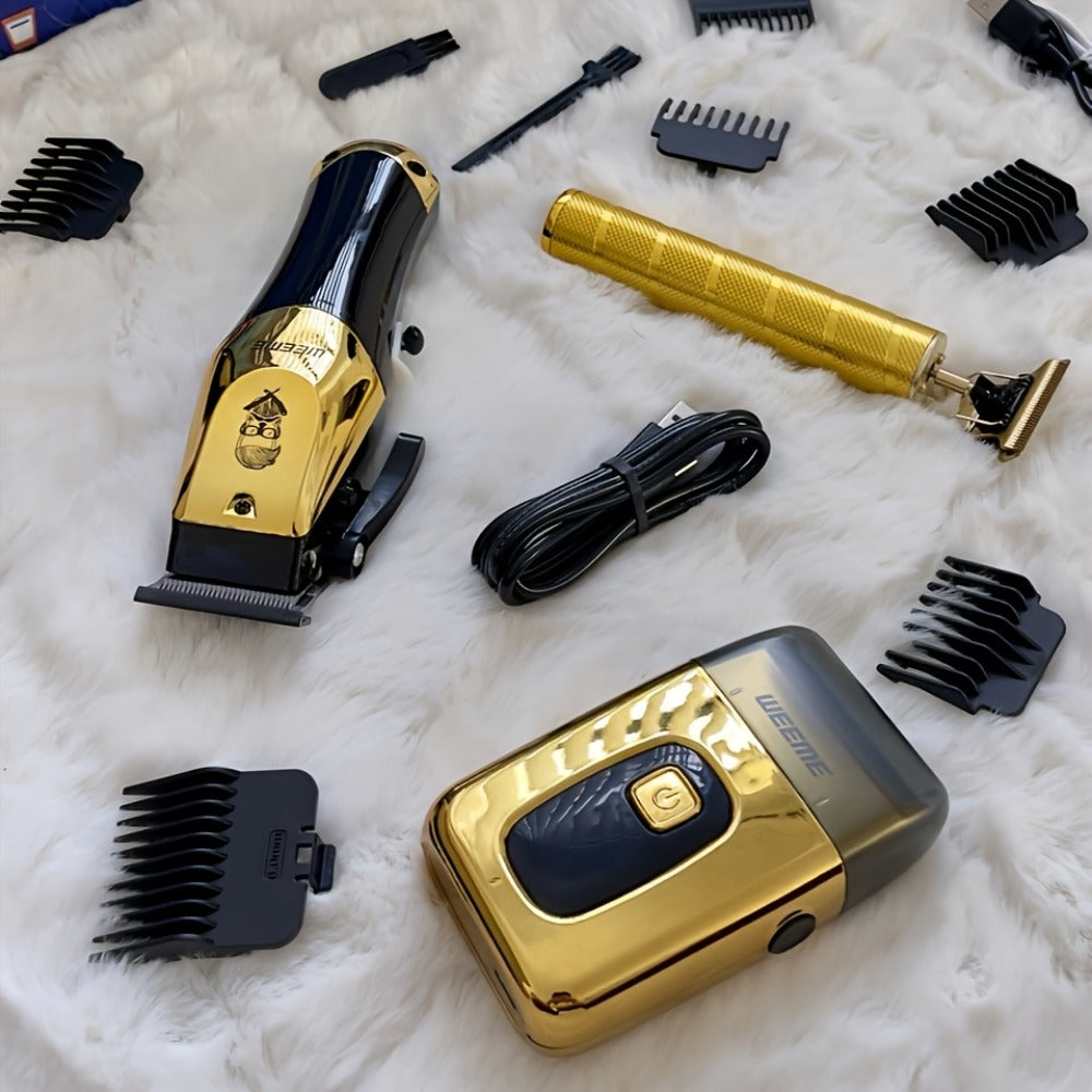 Hair Clipper WEEME Dragon and Phoenix Two-Tool Set with USB-C Charging, Four Guide Combs and Three Finishes