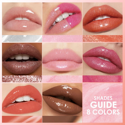 Pearlescent Glitter Lip Gloss Set 8 Pieces with Moisturizing Lip Oil Formula — High Shine Long-Lasting Non-Sticky Multi-Shade Collection for Women Everyday Wear & Glam Looks Gift