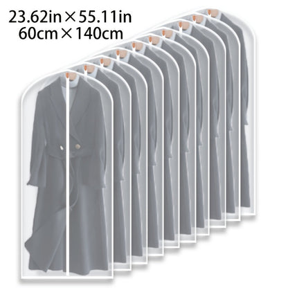 Ten-Piece Translucent Hanging Garment Bag Set with Full Zippers in Four Exact Length Options