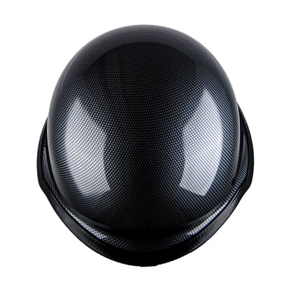 German Style Motorcycle Half Face Helmet – Novelty Skull & Carbon Fiber Design, UV Glossy Finish, Removable Washable Padding, Quick Release Buckle, Adult M/L/XL