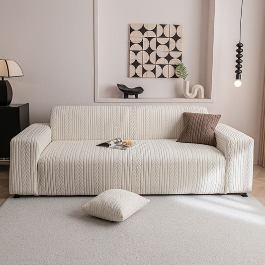 Sofa Cover Elastic Velvet Leaf Jacquard Full-Cover Slipcover with Pillowcase for 1 to 4-Seater Sofas