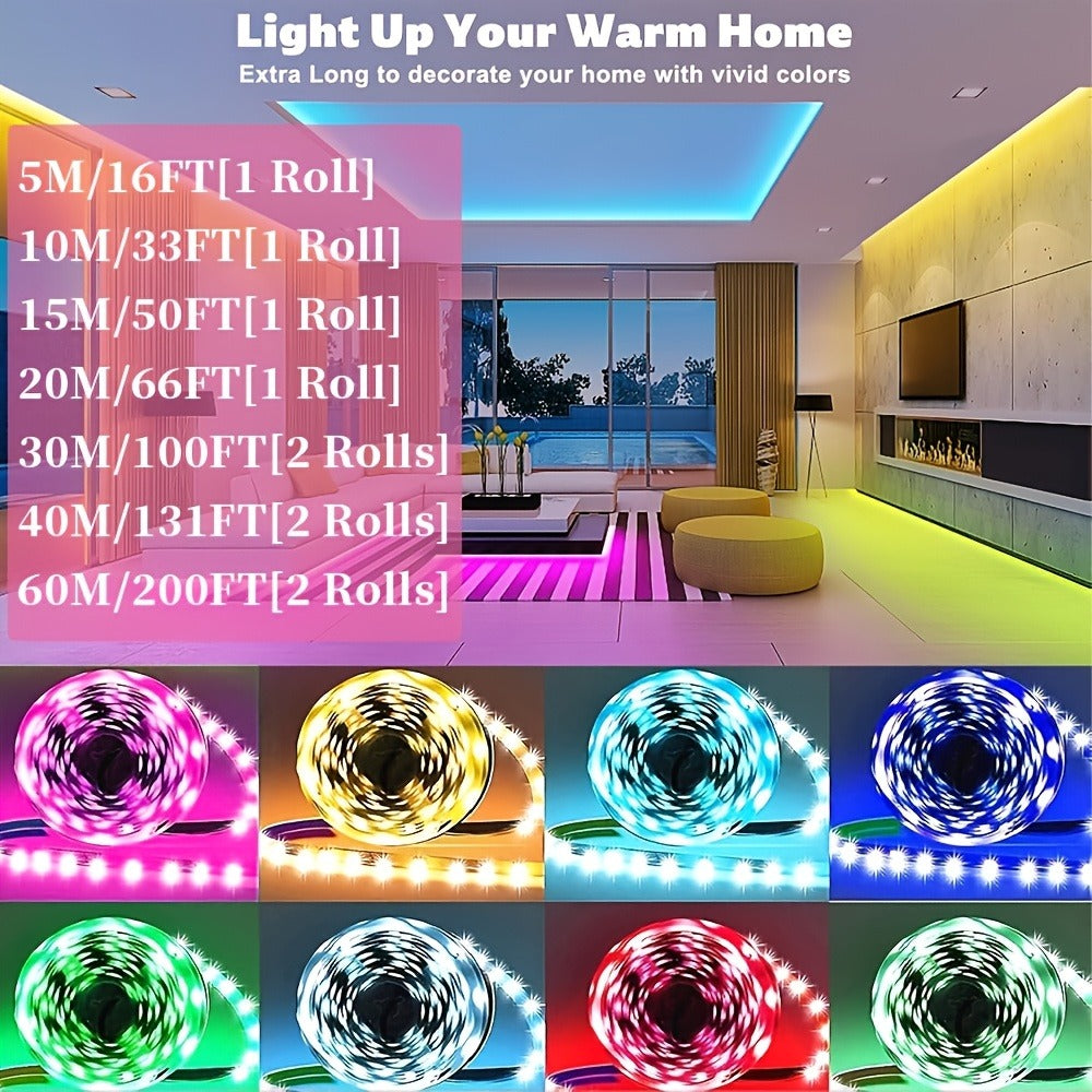 Color Changing LED Strip Lights App & Remote Control - Music Sync Smart RGB Lights 16 Million Colors for Home, Desk and Accent Lighting