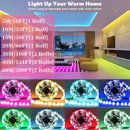 Color Changing LED Strip Lights App & Remote Control - Music Sync Smart RGB Lights 16 Million Colors for Home, Desk and Accent Lighting