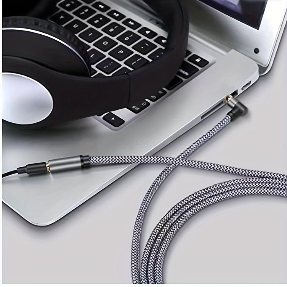 Nylon Braided 3.5mm Male to Female Audio Extension Cable Right-Angle Connectors Lossless Sound for an Everyday Personal Care Routine