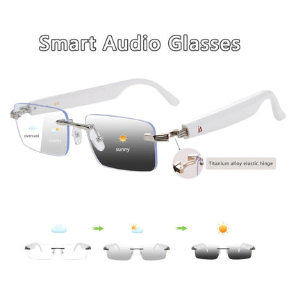 Photochromic Smart Audio Glasses – Auto-Tinting Sunglasses with Built-in Speaker & Mic, HD Voice Calls, Hi-Fi Music, Anti-Blue Light – for Sports, Driving & Daily Wear