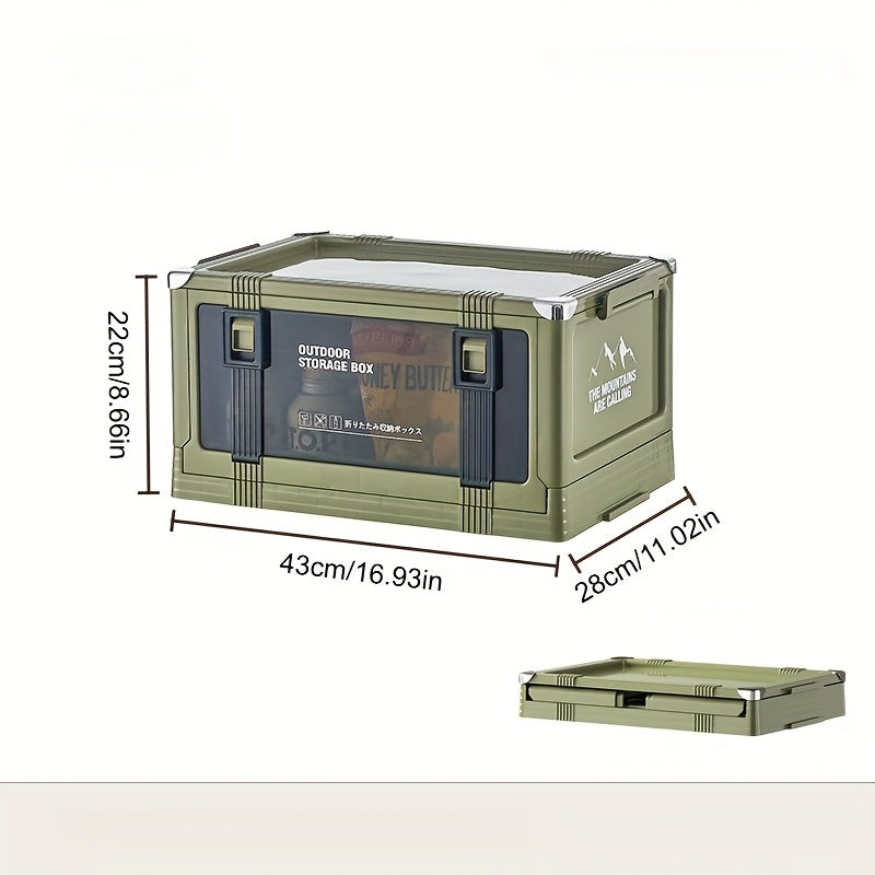 Collapsible Double-Door Storage Box in Black or Green, 16.93-Inch Width with Folding Flat Design