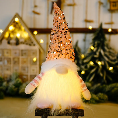 Three-Piece Holiday Gnome Figurine Set with Sequined Hats and Two Pictured Color Assortments