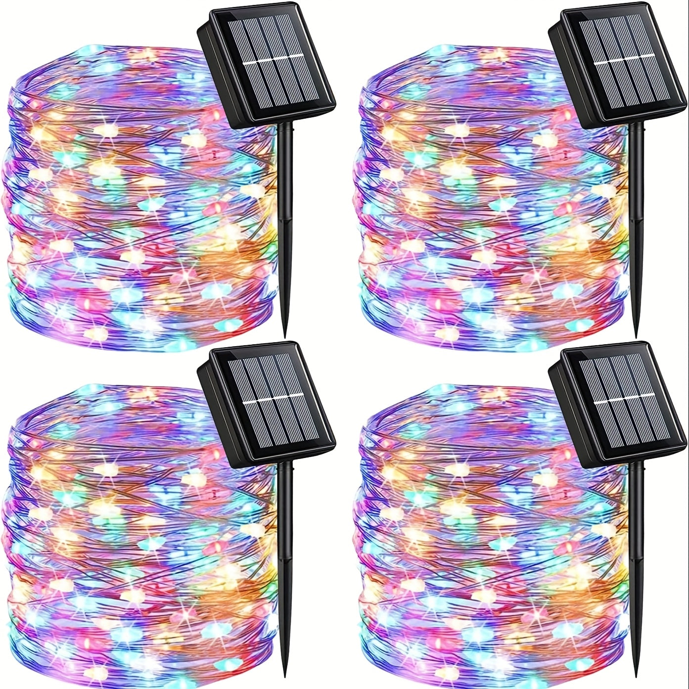 String Lights, 110-LED Solar Copper-Wire Fairy Lights with Eight Modes, Four Colors and 2-, 4- or 8-Pack Options