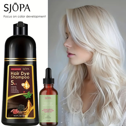 Hair Color Shampoo 5-in-1 Instant Gray Coverage Color Dyeing Conditioner 16.9oz – SJOPA No Ammonia Safe Natural Formula 12 Shades Unisex Men Women