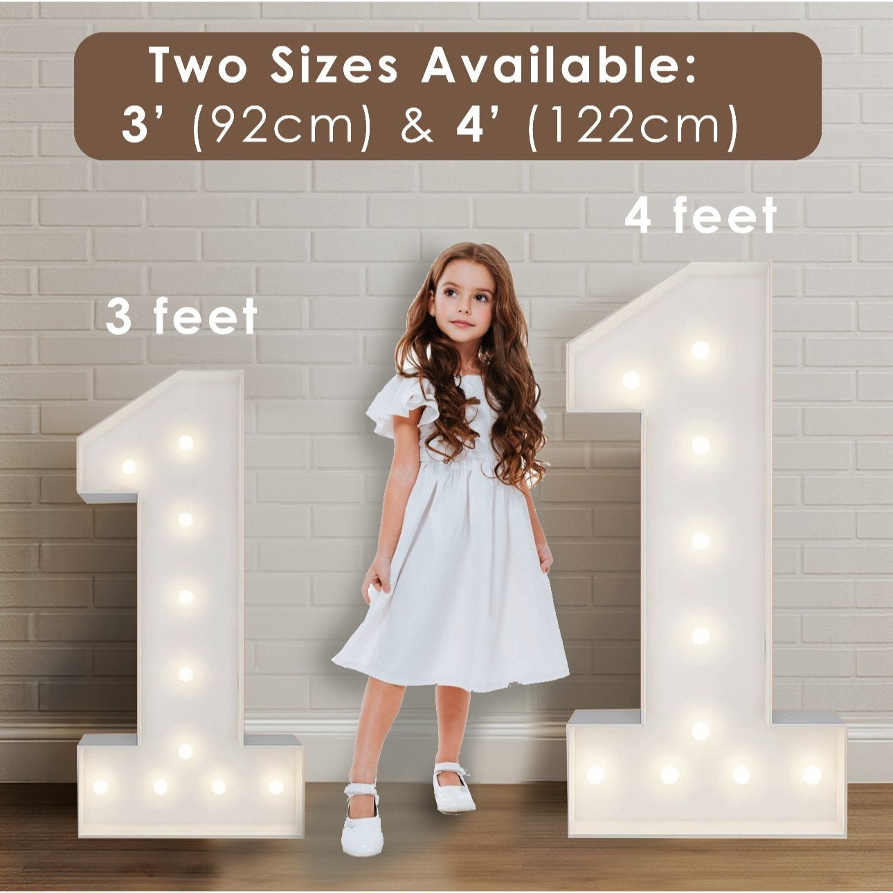 LED Marquee Number Balloon Frame in Selectable 3FT or 4FT Heights with Pre-Cut Mosaic-Style Panels