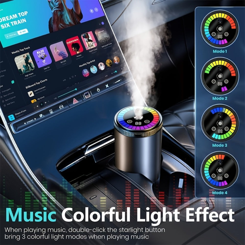 Car Aromatherapy Diffuser with Dynamic Light Show & Starry Sky Mode – Adjustable Scent Intensity, USB Rechargeable, Eliminates Odors, Gardenia, Lavender, Marine & Cologne Scents