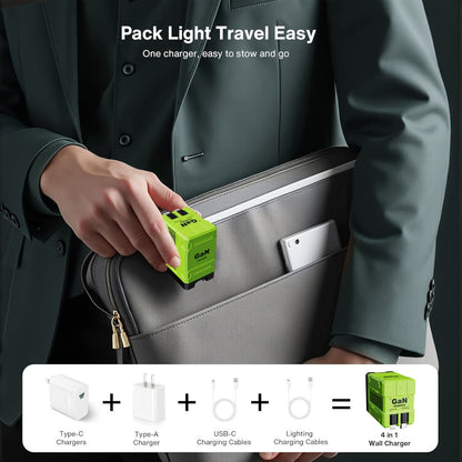 GaN Wall Charger 120W Fast with Retractable Built-In Cable & Foldable Plug – Compact Portable Travel USB-C Adapter for iPhone 17 16 15 14 Pro Max, Samsung Galaxy Ultra, Android Devices, 6 Colors