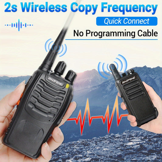 Baofeng BF-888S Walkie Talkie 2-Pack - Long Range UHF Two Way Radio, Wireless Frequency Copy, Portable Ham Radio for Hunting, Hiking, Camping & Emergency