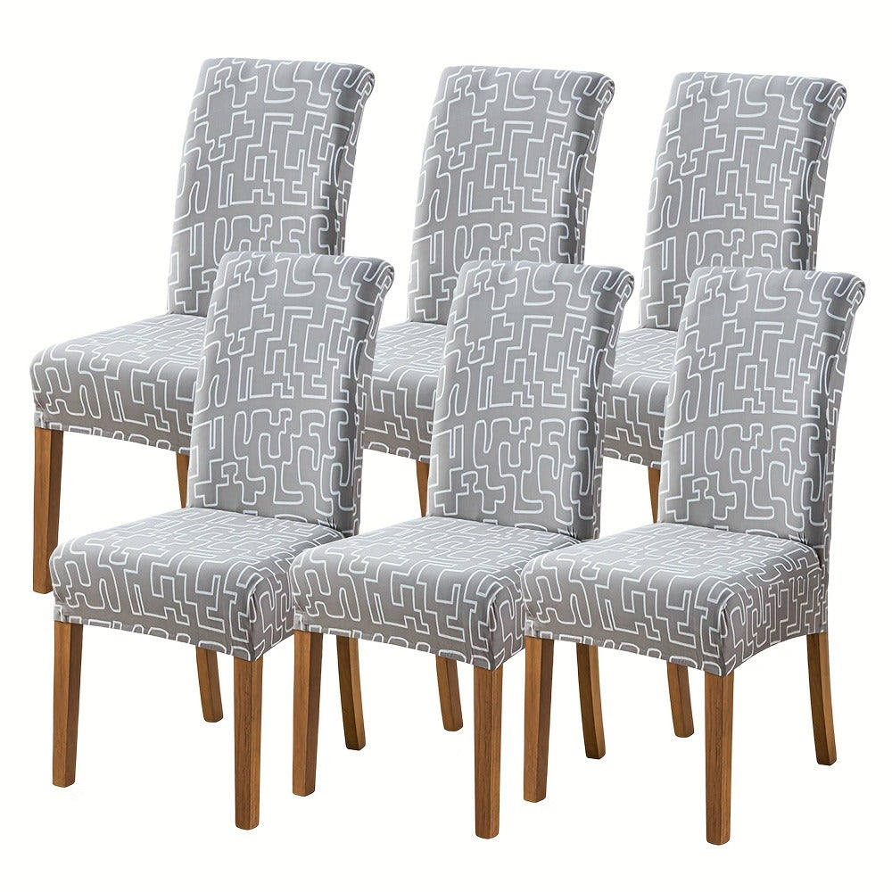 Printed Stretch Dining Chair Covers in Ten Patterns with Four- or Six-Piece Set Checkouts for Parsons Chairs
