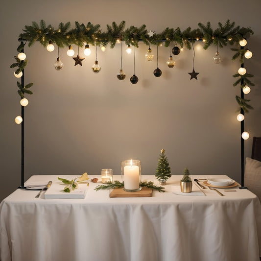 Party Decorations Adjustable Black Metal Table Arch Stand with Clamps, 6.8ft Height and 82-Inch Span
