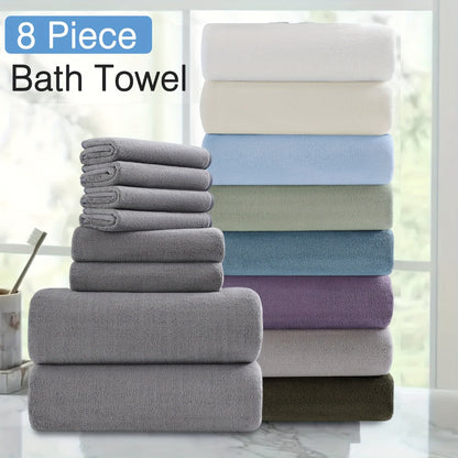 Twenty-Piece Bath Towel Set with Eight Large Towels and Twelve Washcloths in Ten Exact Color Options