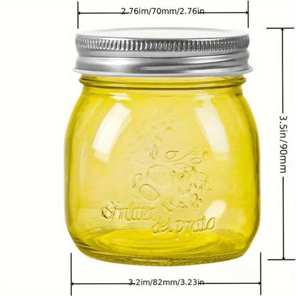 Mason Jars 8oz 12-Pack Colored Airtight Canning Jars with Metal Lids Regular Mouth for Jam Honey Pickling Spices Wedding Favors Pantry Storage