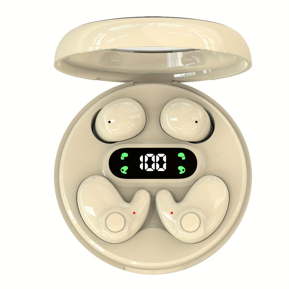 Invisible Sleep Wireless Earbuds 2 Pairs, Mini In-Ear Earphones HiFi Sound Noise Reduction Bass Touch Control Digital Display Long Battery Type-C, for Office Leisure Sport Sleep Men Women
