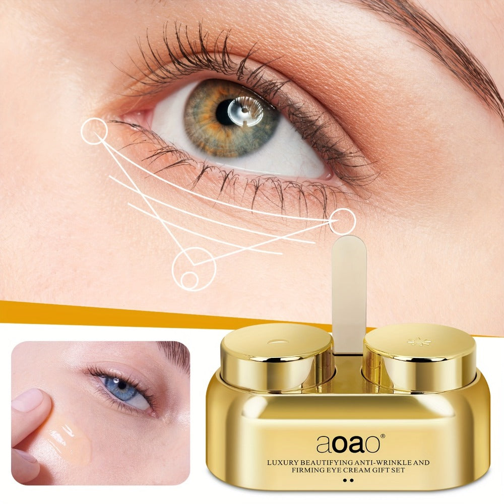 aoao Day and Night Eye Cream Two-Piece Set with Separate 18g Gold-Tone Cosmetic Jar Containers