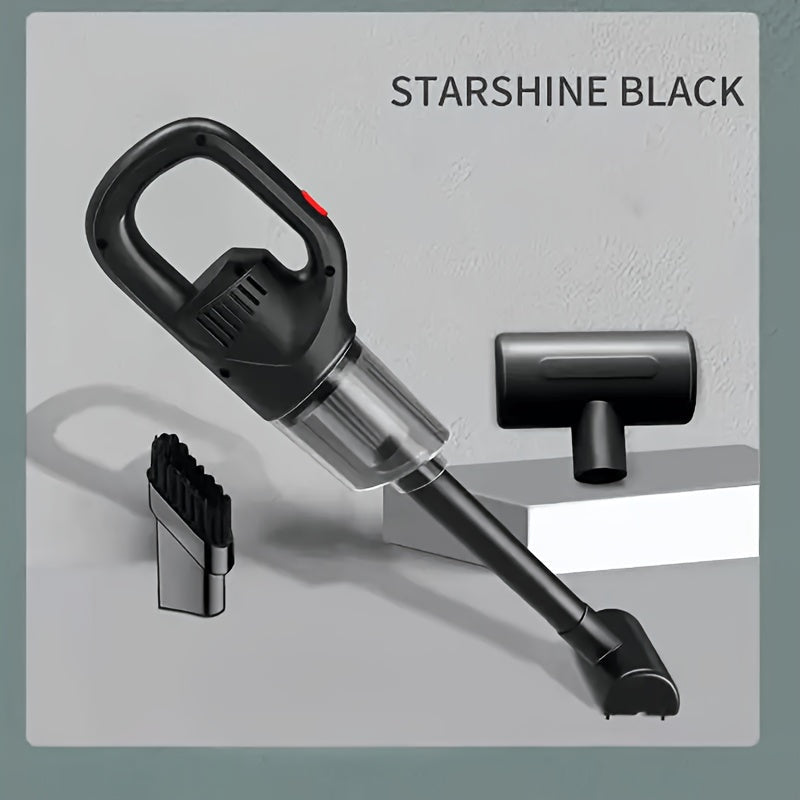 Black Cordless Handheld Vacuum Cleaner with Detachable Dust Bin, Extension Tube and Two Brush Attachments