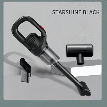Black Cordless Handheld Vacuum Cleaner with Detachable Dust Bin, Extension Tube and Two Brush Attachments