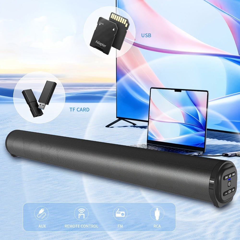 4D Echo Pearl Hi-Fi Soundbar with Subwoofer – Surround Sound Speaker System for TV, Computer & Laptop, Infrared Remote Control, Wired & Wireless, Portable Home Theater Soundbar