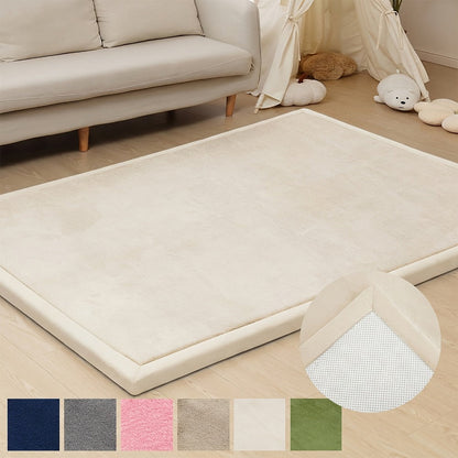 Padded Tatami-Style Area Rug in Six Solid Colors with 50-Inch Square to 79 x 118-Inch Sizes