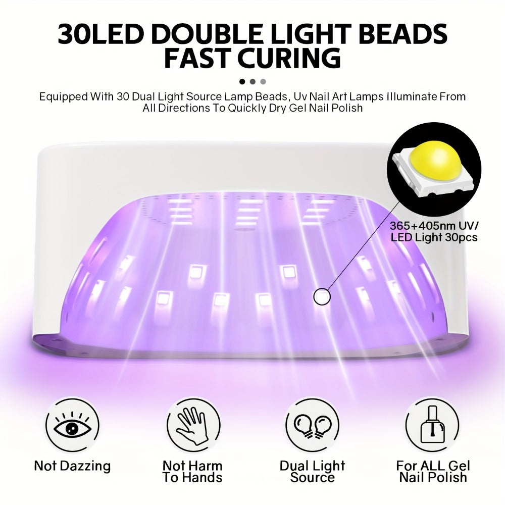 SUN S10 MAX Rechargeable LED Nail Lamp with 30 Dual-Light Beads, LCD Display and Three Timers