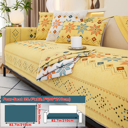Sofa Cover Bohemian Chenille Jacquard Knit Sections with Anti-Slip Feature for Seat, Armrest or Backrest