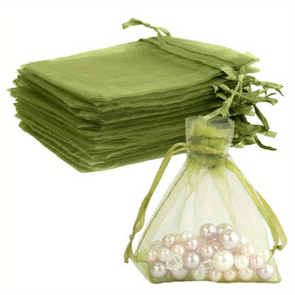 Organza Drawstring Gift Bags, 200-Piece Mixed-Color Set in 2.76 x 3.54 or 3.94 x 5.90 Inch Sizes for Favors and Jewelry
