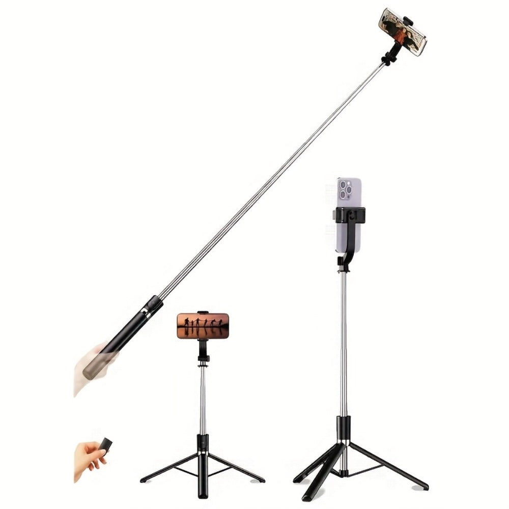 68 Inch Live Streaming Tripod Floor Standing with Wireless Remote, Retractable Selfie Stick, 360° Rotation