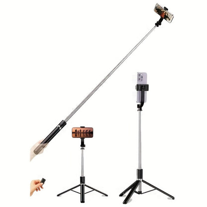 68 Inch Live Streaming Tripod Floor Standing with Wireless Remote, Retractable Selfie Stick, 360° Rotation