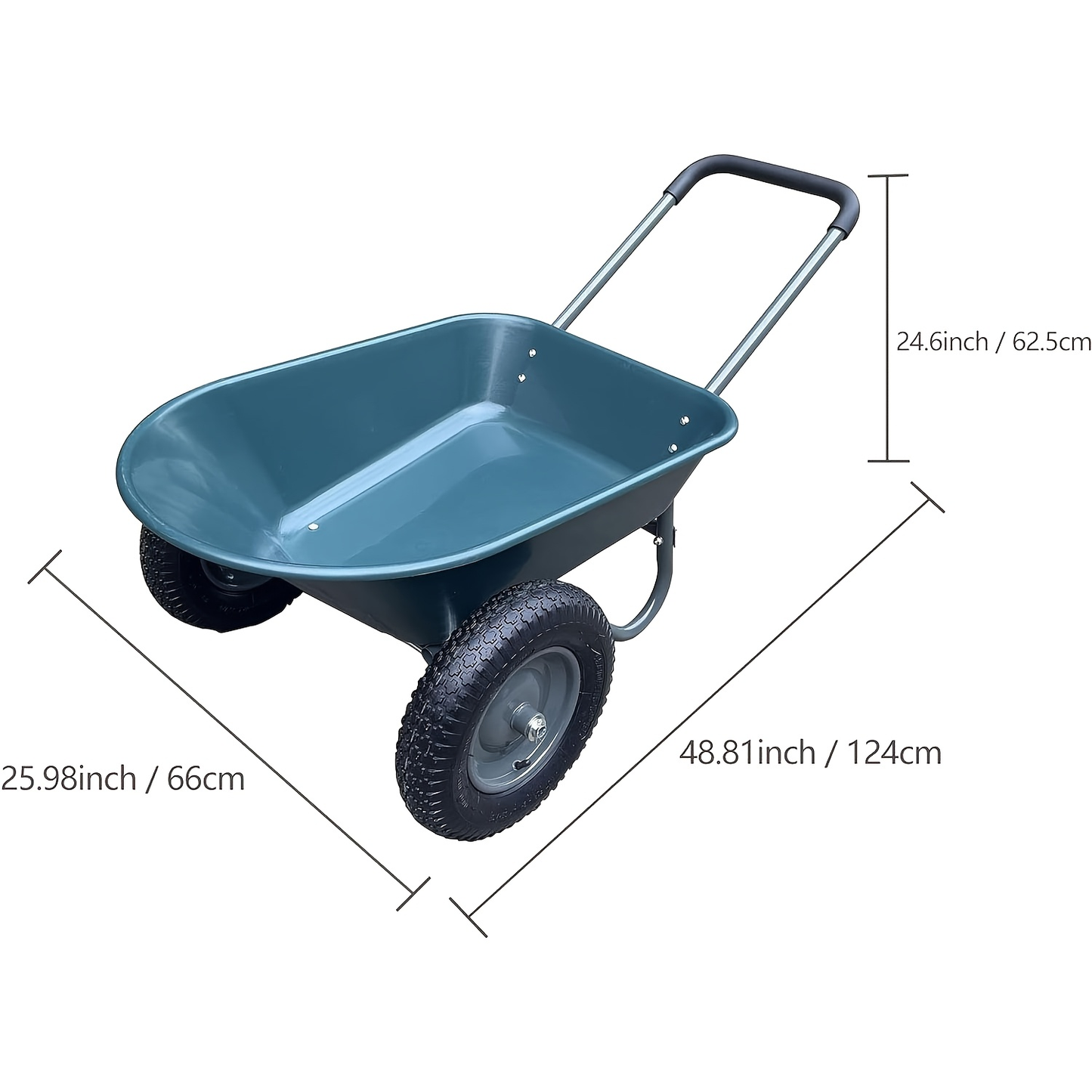 Utility Wagon 1200 lbs Heavy-Duty Poly Bed Steel Frame Dump Cart with Built-in Stand, Towable Wheelbarrow for Garden, Farm & Landscaping