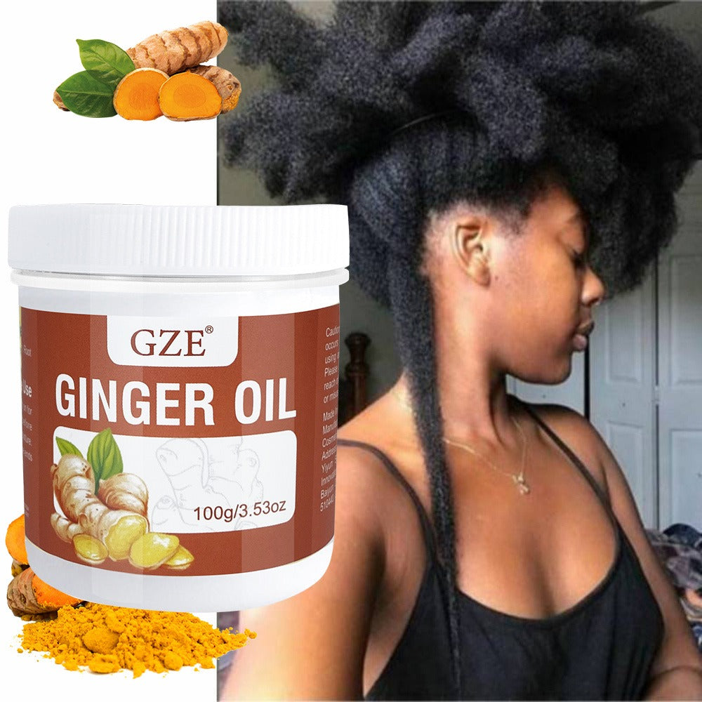Hair Oil GZE Ginger 100g White Screw-Lid Jar with 3.53oz Label for Hair and Scalp Application
