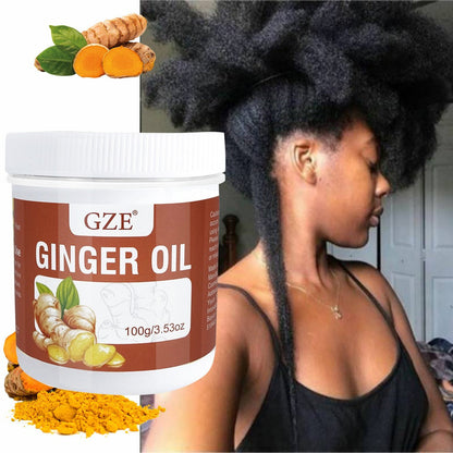Hair Oil GZE Ginger 100g White Screw-Lid Jar with 3.53oz Label for Hair and Scalp Application